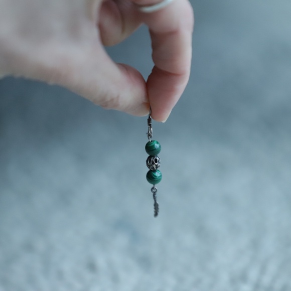 Malachite Gem Earrings - Picture 2 of 4